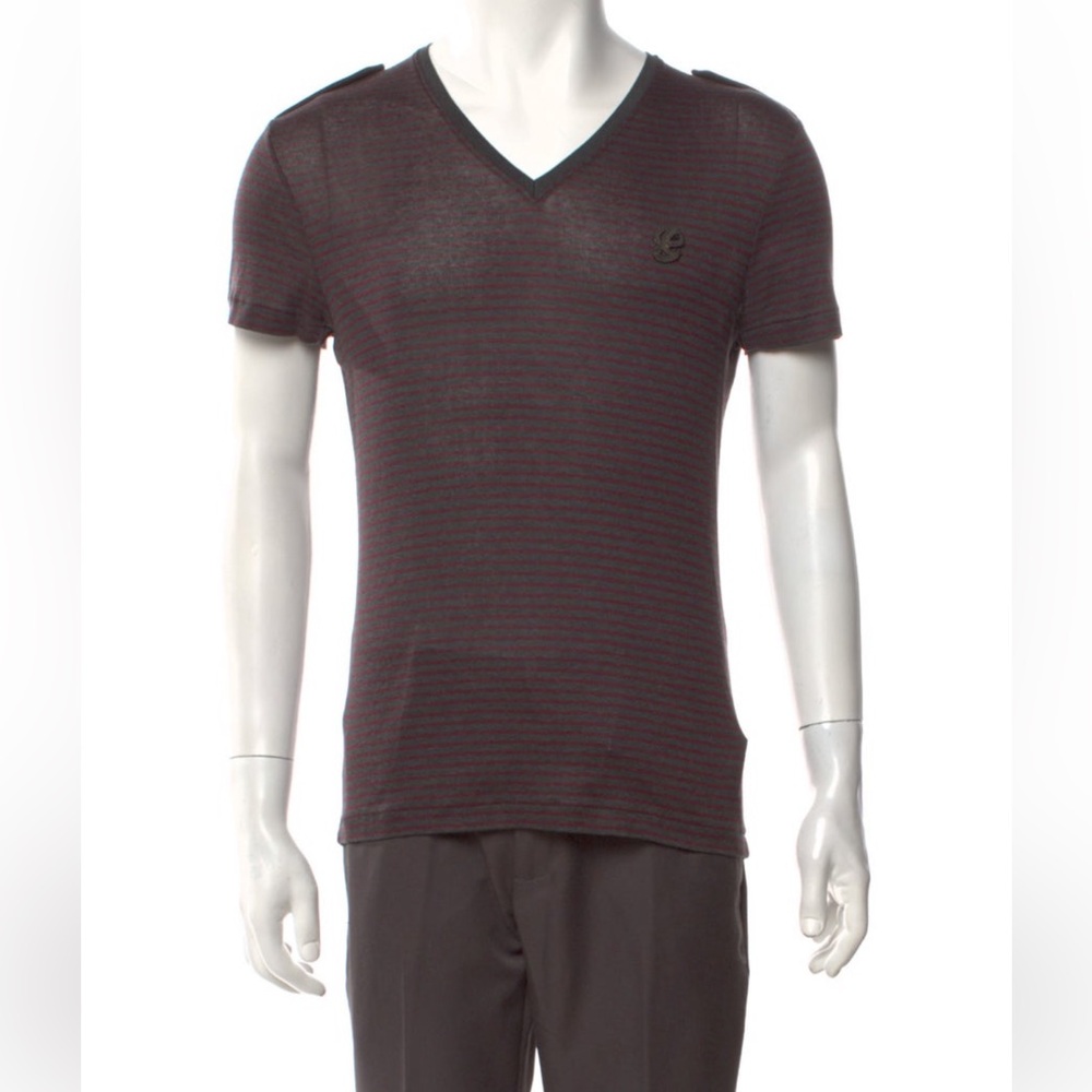 Gucci Striped V-Neck Classic Short Sleeve Shirt
